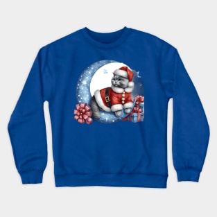 British Shorthair Cat On The Moon Christmas Crewneck Sweatshirt